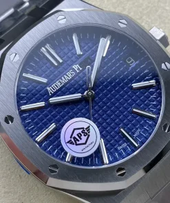 AP Royal Oak 15510ST blue dial dial closeup