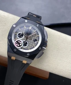 AP Royal Oak Offshore 26470ST black dial crown detail A801CR