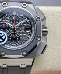 AP Royal Oak Offshore 26568IM black dial bezel detail