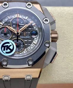 AP Royal Oak Offshore 26568OM grey dial bezel detail