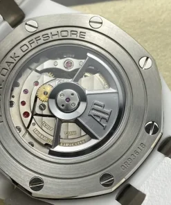 AP Royal Oak Offshore 26402CB silver dial crown detail