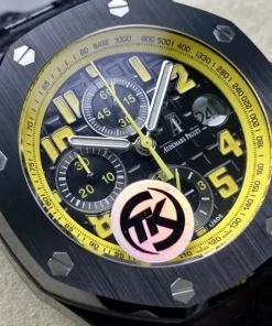 AP Royal Oak Offshore 26176FO yellow dial bezel detail