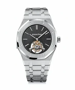 Replica AP Royal Oak 26512ST Tourbillon Black Dial Steel